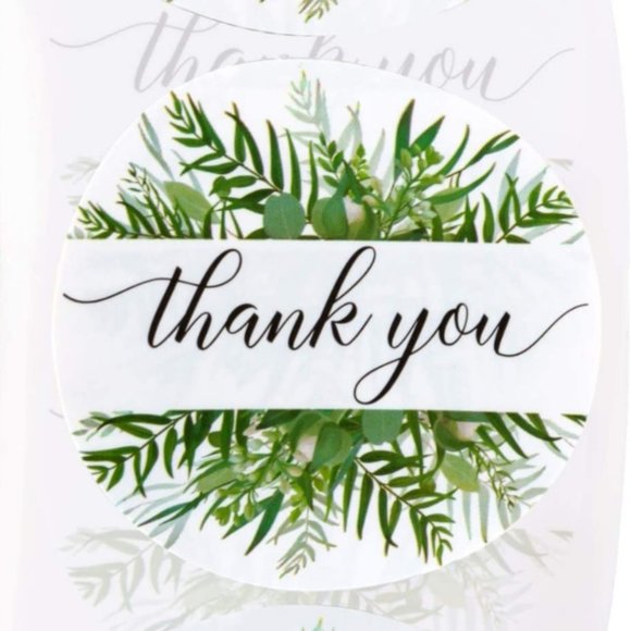 100 THANK YOU Stickers Greenery Botanical Design 2" - Picture 4 of 8